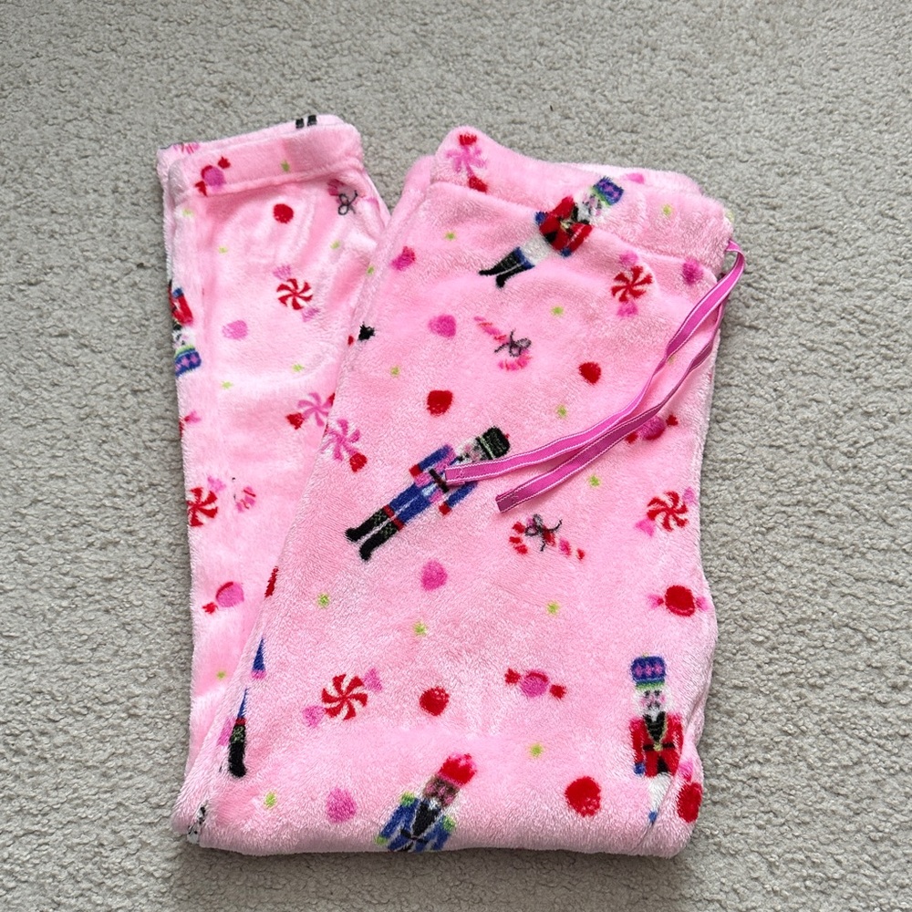 Festive Pink Pajama Pants with Nutcracker Design